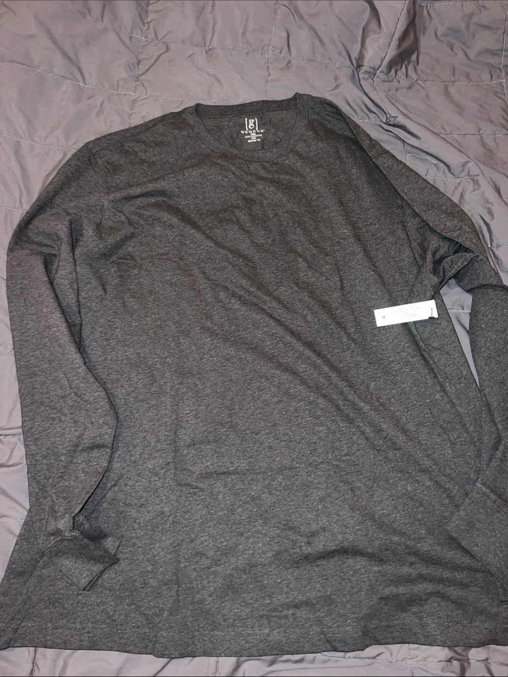 Men's Long Sleeve Crewneck Shirt - Dark Gray